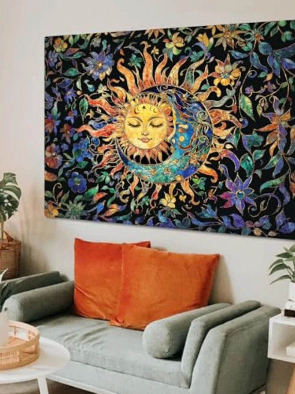 BRAND NEW Sun and Moon Tapestry for Bedroom 48 x 36 Inch
